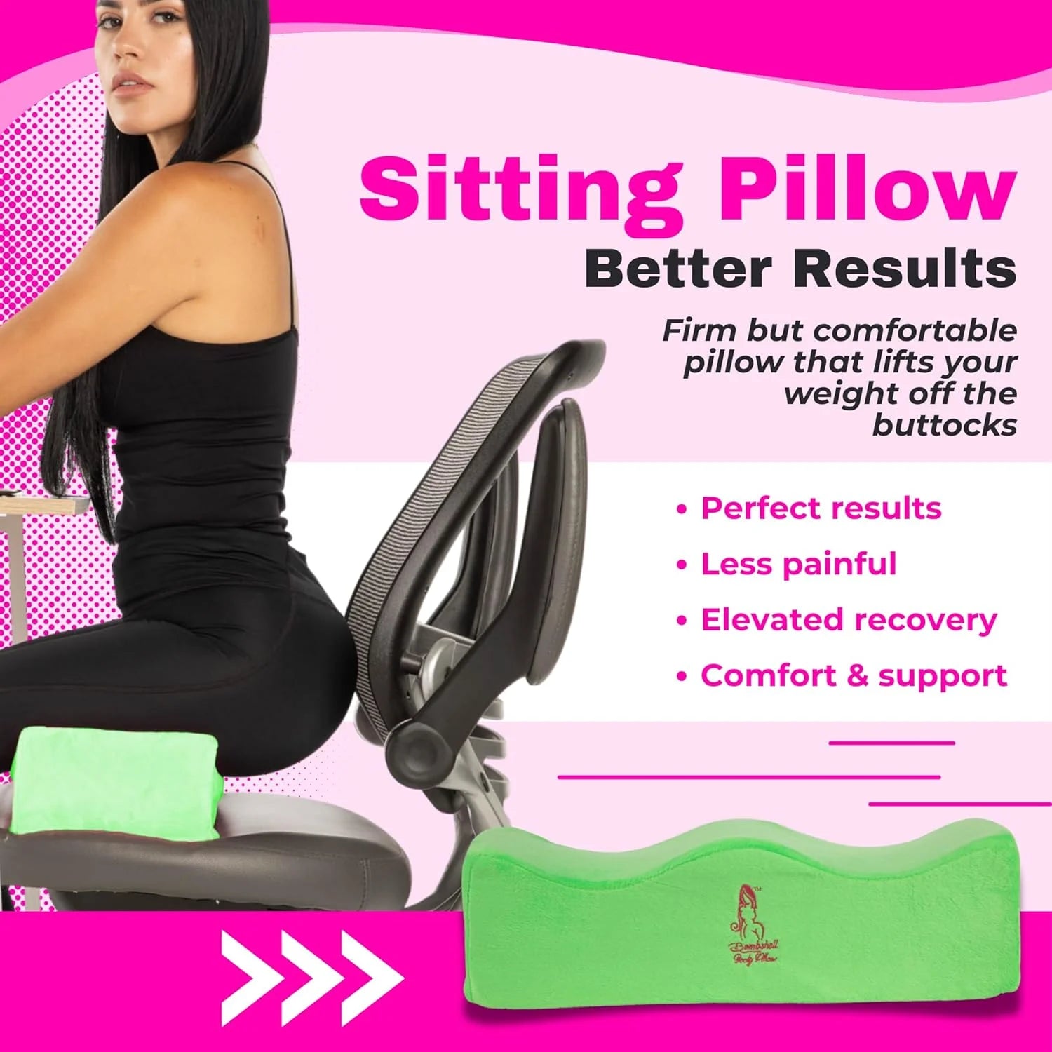 Butt shaped pillow for bbl Green