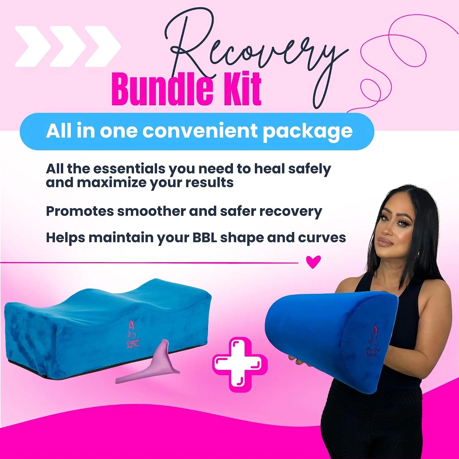 BBL Pillow After Surgery with lumbar support Back SupportPillow_BBL Post Surgery Supplies and Lumbar Pillow Blue