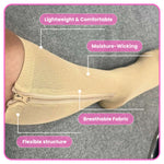 Non-slip silicone band detail on BBL anti-embolism compression socks 