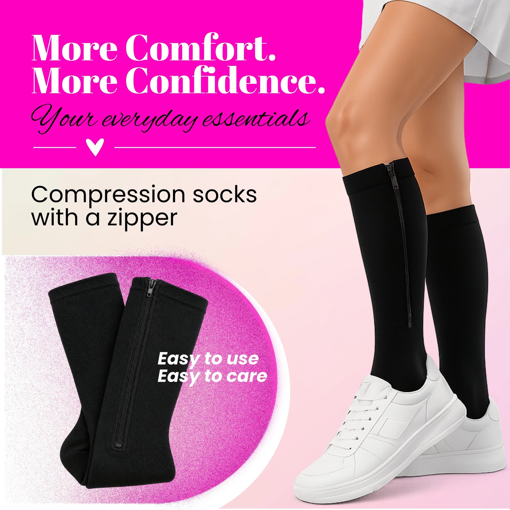 BBL post-op zipper compression stockings lifestyle photo black 