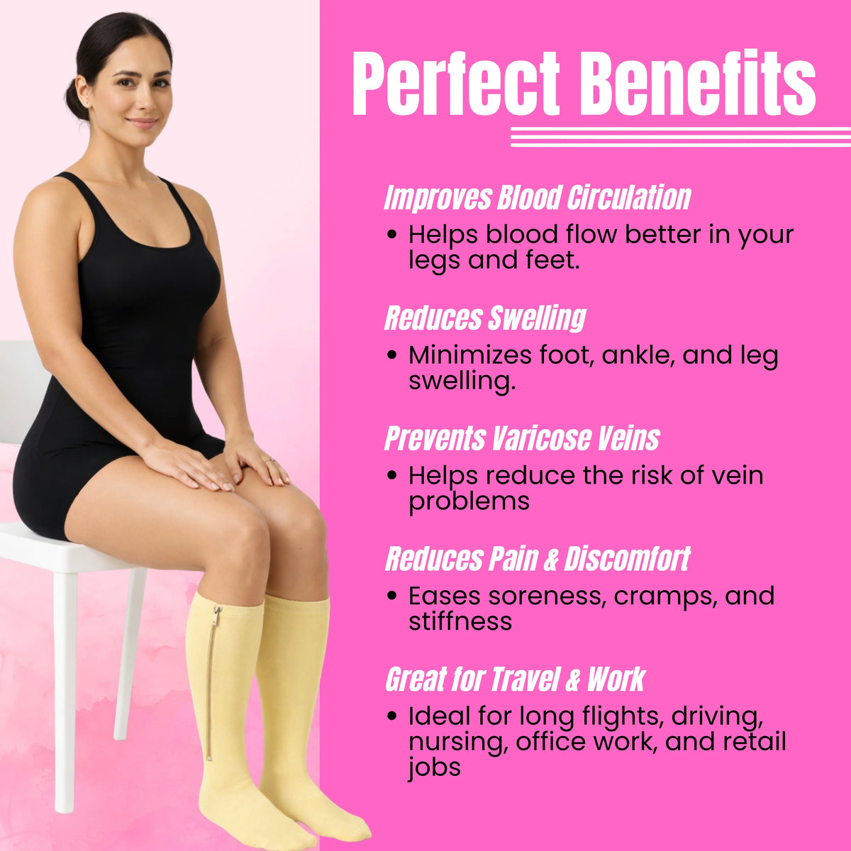 BBL post-op zipper compression stockings lifestyle photo beige 