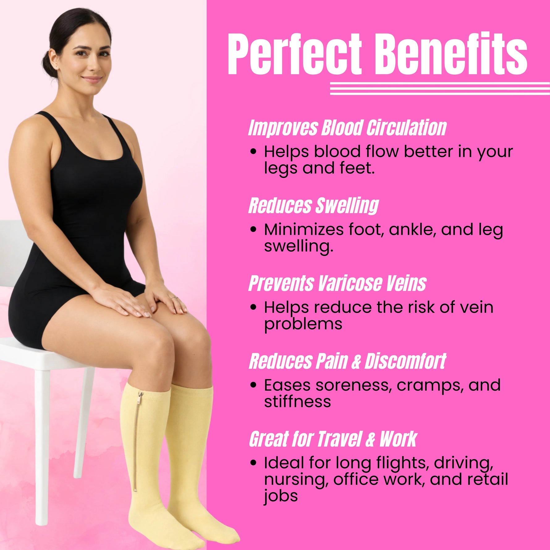 BBL post-op zipper compression stockings lifestyle photo beige 