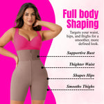 High-waist shapewear shorts showing tummy control, waist shaping, midsection support and curve enhancement