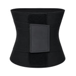 Women's sauna waist trainer corset in black worn by model – front view