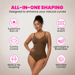 Women's seamless shapewear bodysuit snap hook closure detail at crotch