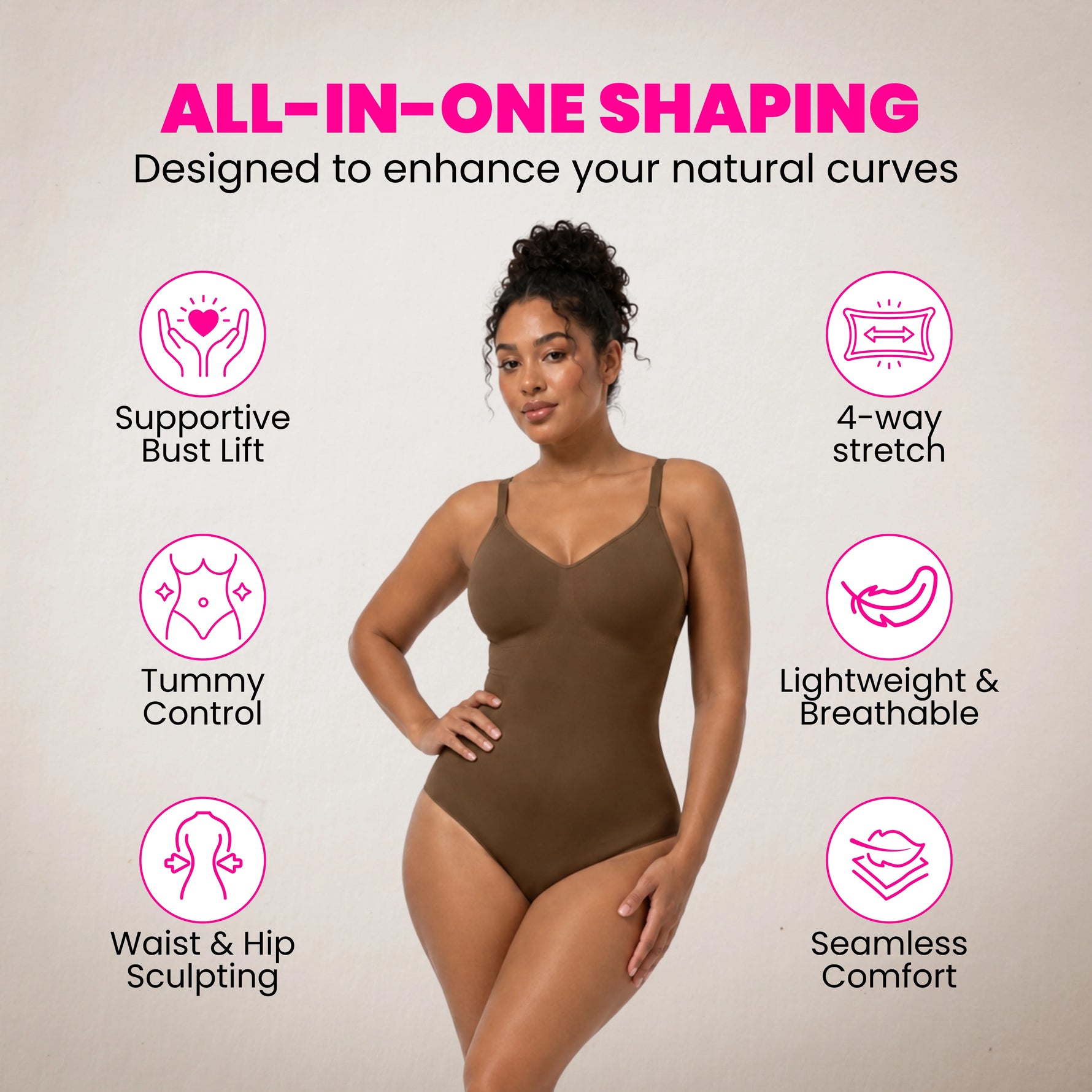 Women's seamless shapewear bodysuit snap hook closure detail at crotch