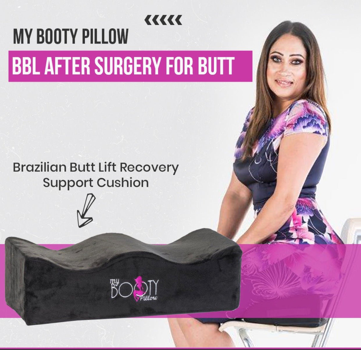 Black BBL surgery recovery kit – thigh-supported cushion pillow and foam toilet riser 